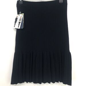 Catherine Malandrino X Design Nation Black Knit Pleated Peplum Hem Skirt NEW